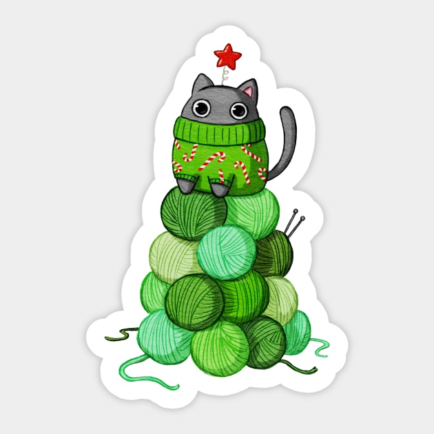 Cat Christmas Tree Sticker by Firlefanzzz